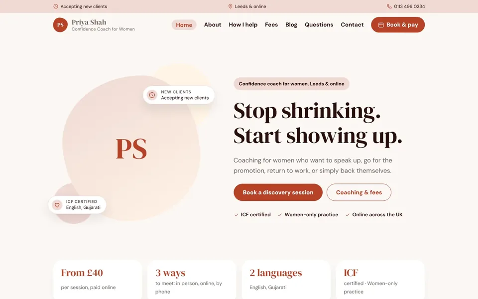 Spark website design for coaches