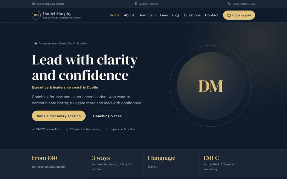 Executive website design for coaches