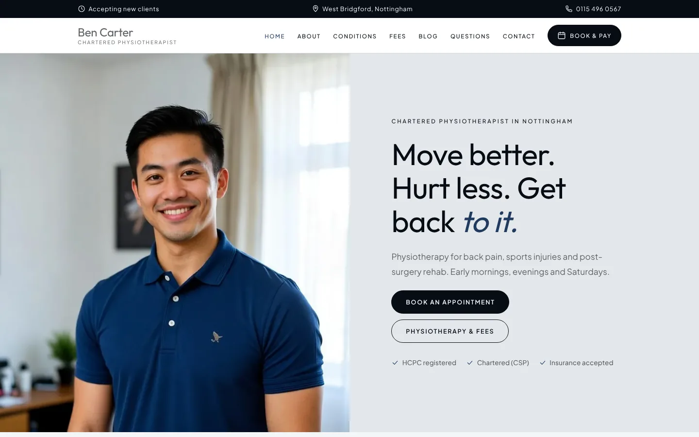 Stride website design for physio, osteo & chiro