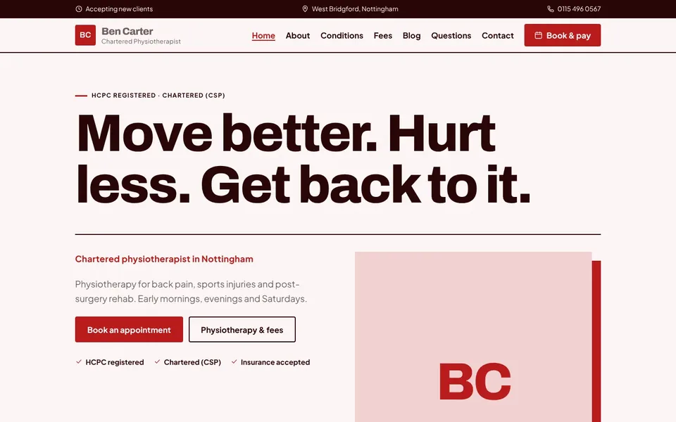 Kinetic website design for physio, osteo & chiro