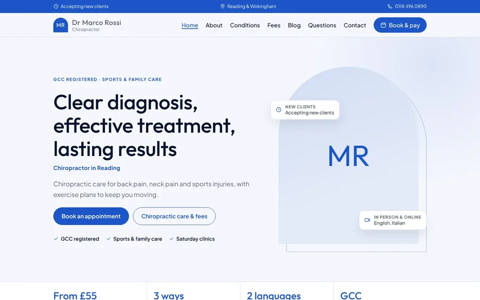 Motion website design for physio, osteo & chiro