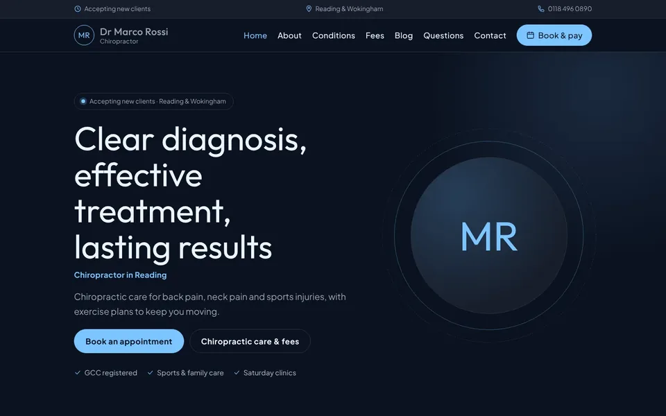 Anchor website design for physio, osteo & chiro