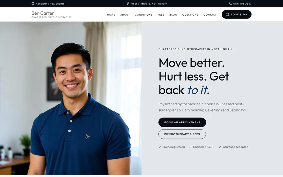 Stride website design for physio, osteo & chiro