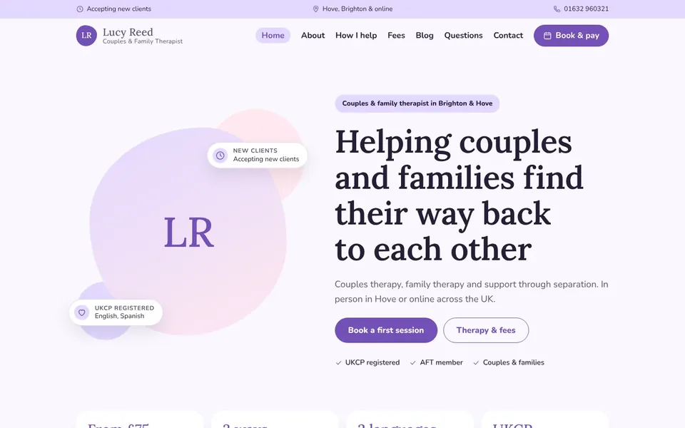 Bloom website design for therapists & counsellors